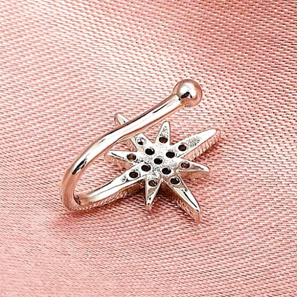 ⚜️𝟯𝟬%𝗢𝗙𝗙 𝗯𝘂𝗻𝗱𝗹𝗲𝘀 𝟯+⚜️ NEW CZ Silver Star Fake Nose Ring - Picture 5 of 8